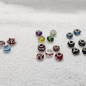 Glass Beads Bundle 925 Silver Center (15 Out Of 18)